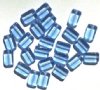 25 12x8x4mm Light Sapphire Brick Glass Beads